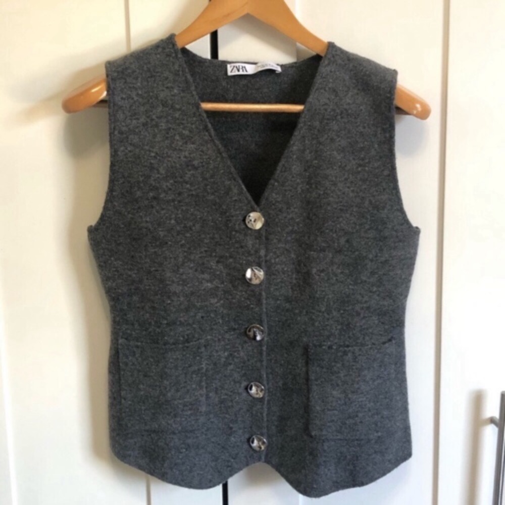 Zara Gray Button Up Vest